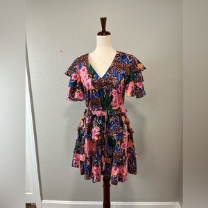 Alden Adair Jungle Mini Dress - Pink and Blue Size Small